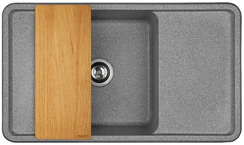 Кухонная мойка Aquaton Беллис 87 1A724832BS230 из литого мрамора, серый Кухонная мойка Aquaton Беллис 87 1A724832BS230 из литого мрамора, серый