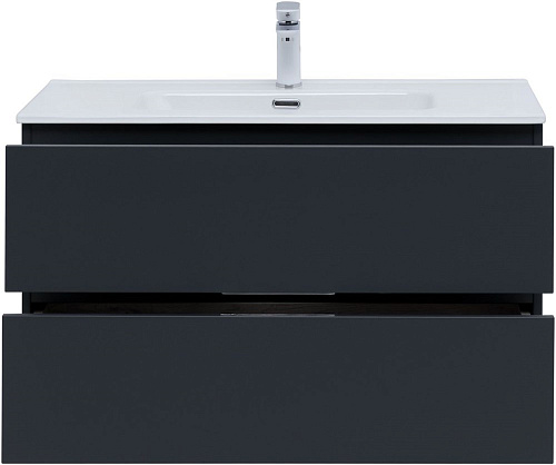 Тумба под раковину Aquanet Алвита New 90 2 ящика, антрацит 00303919 Тумба под раковину Aquanet Алвита New 90 2 ящика, антрацит 00303919