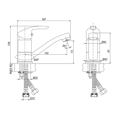 Смеситель для раковины Lemark Plus Strike LM1107C, хром Смеситель для раковины Lemark Plus Strike LM1107C, хром