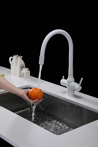 Смеситель для кухни Paulmark SALIX белый матовый Sa213419-WH Смеситель для кухни Paulmark SALIX белый матовый Sa213419-WH