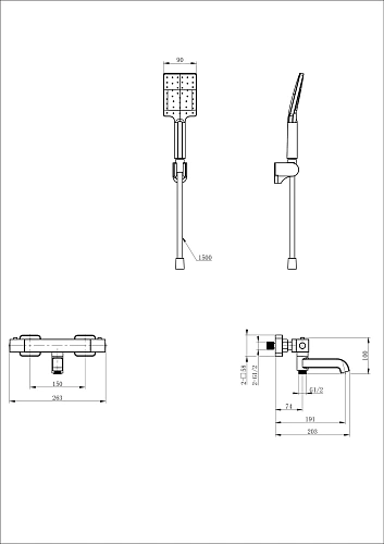 Смеситель для ванны Wonzon & Woghand с термостатом, темный графит (WW-B2026-A1-BGG) Смеситель для ванны Wonzon & Woghand с термостатом, темный графит (WW-B2026-A1-BGG)