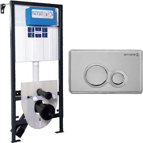 Инсталляция для унитаза BETTOSERB SAVA FIX SLIM SET40006463 с клавишей смыва DUO хром матовый/хром Инсталляция для унитаза BETTOSERB SAVA FIX SLIM SET40006463 с клавишей смыва DUO хром матовый/хром