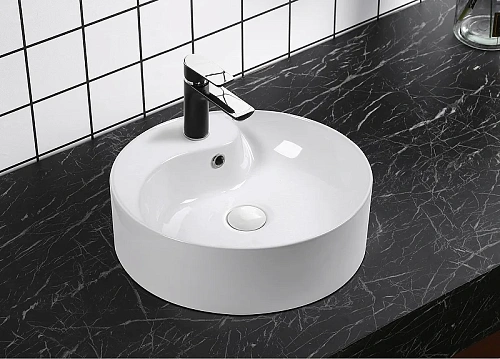 Раковина Ceruttispa CR7009W 465х465х145 накладная, белая, круглая, под смеситель, с переливом Раковина Ceruttispa CR7009W 465х465х145 накладная, белая, круглая, под смеситель, с переливом