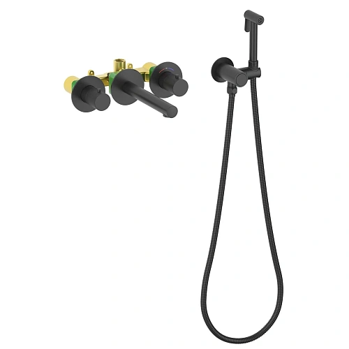 Смеситель для раковины Timo Saona 2383/03SM встраиваемый с термостатом, с гигиеническим душем черный Смеситель для раковины Timo Saona 2383/03SM встраиваемый с термостатом, с гигиеническим душем черный