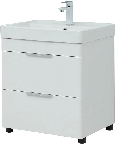 Тумба под раковину Aquanet Ирис new 60 белый глянец (2 ящика) 00310152 Тумба под раковину Aquanet Ирис new 60 белый глянец (2 ящика) 00310152