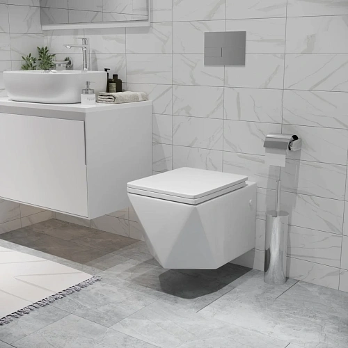 Унитаз подвесной GROSSMAN GR-4481 Cristal 520x360x350 безободковый с толстой крышкой Унитаз подвесной GROSSMAN GR-4481 Cristal 520x360x350 безободковый с толстой крышкой