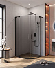 Картинка анонса товара «душевой уголок cezares slider-r-2-90/100-grigio-nero 90-100x90-100см стекло тонированное (графит), профиль черный»