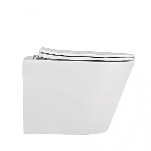 Унитаз подвесной ABBER Bequem AC1102MW белый матовый, безободковый с крышкой микролифт Унитаз подвесной ABBER Bequem AC1102MW белый матовый, безободковый с крышкой микролифт