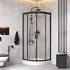 Душевой уголок AM.PM Gem 80x80 WK90EM с душевой системой и аксессуарами, профиль черный матовый, стекло прозрачное Душевой уголок AM.PM Gem 80x80 WK90EM с душевой системой и аксессуарами, профиль черный матовый, стекло прозрачное