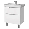Тумба под раковину DREJA Q PLUS, 70 см, подвесная/напольная, 2 ящика, с опорами, белый глянец 99.000 99.0005