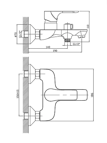 Смеситель для ванны Orange Aristo M19-100cr Смеситель для ванны Orange Aristo M19-100cr