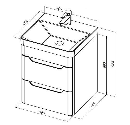 Тумба под раковину Aquanet София 50 белый глянец (2 ящика) 00274171 Тумба под раковину Aquanet София 50 белый глянец (2 ящика) 00274171