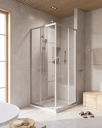 Душевой уголок CEZARES RELAX-304-A-2-90-C-CR 90x90см стекло прозрачное, профиль хром Душевой уголок CEZARES RELAX-304-A-2-90-C-CR 90x90см стекло прозрачное, профиль хром