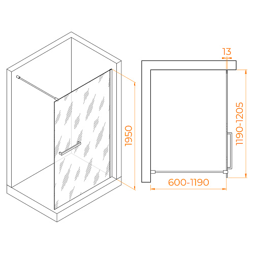 Душевая перегородка RGW Walk In WA-041B 1200 мм 35104012-14 черный, Easy Clean Душевая перегородка RGW Walk In WA-041B 1200 мм 35104012-14 черный, Easy Clean