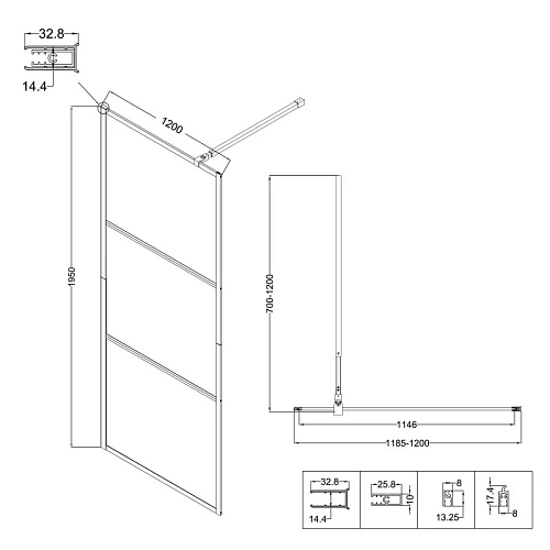 Душевая перегородка Niagara Nova NG-688-12BLACK (120x195) черный матовый, стекло прозрачное с рисунком Душевая перегородка Niagara Nova NG-688-12BLACK (120x195) черный матовый, стекло прозрачное с рисунком