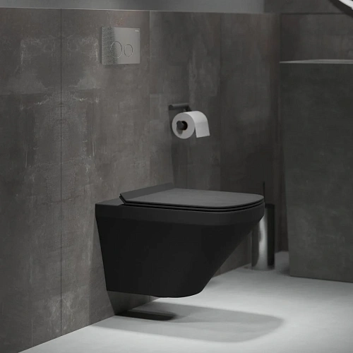 Унитаз подвесной GROSSMAN GR-4440BMS 540x370x365 черный матовый безободковый с тонкой крышкой Унитаз подвесной GROSSMAN GR-4440BMS 540x370x365 черный матовый безободковый с тонкой крышкой