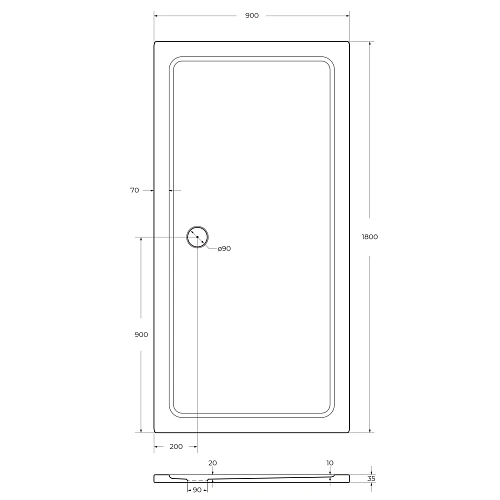 Душевой поддон CEZARES SMC TRAY-M-AH-180/90-35-W 1800x900 стеклопластик, белый Душевой поддон CEZARES SMC TRAY-M-AH-180/90-35-W 1800x900 стеклопластик, белый