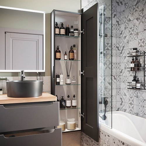 Тумба с раковиной STWORKI Берген 60 серая с темной столешницей 122, с раковиной на выбор, L 549640 Тумба с раковиной STWORKI Берген 60 серая с темной столешницей 122, с раковиной на выбор, L 549640