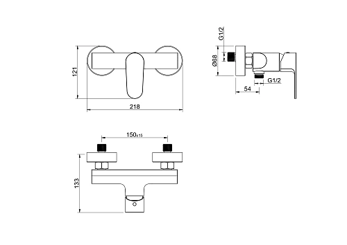 Смеситель для душа Aquatek Оберон AQ1260BG золото шлифованное Смеситель для душа Aquatek Оберон AQ1260BG золото шлифованное