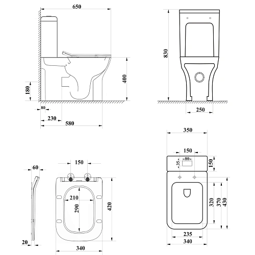 Унитаз напольный Ceruttispa VETTORE Tornado CT10816 безободковый, сиденье микролифт Унитаз напольный Ceruttispa VETTORE Tornado CT10816 безободковый, сиденье микролифт