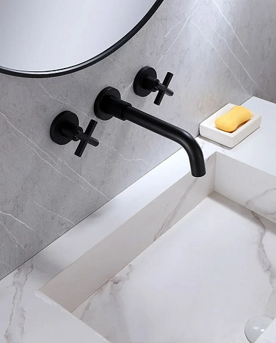 Смеситель для раковины ABBER Wasser Kreis AF81121B черный матовый Смеситель для раковины ABBER Wasser Kreis AF81121B черный матовый