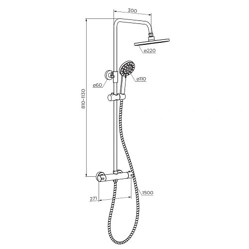 Душевая система Dorff Futura D0710400 с термостатом, хром Душевая система Dorff Futura D0710400 с термостатом, хром