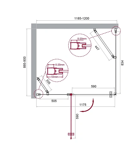 Душевой уголок BelBagno ETNA-AH-12-120/90-C-Cr Душевой уголок BelBagno ETNA-AH-12-120/90-C-Cr