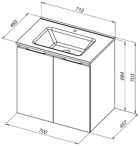 Тумба под раковину Aquanet Алвита New 70 2 дверцы, дуб веллингтон белый 00303906 Тумба под раковину Aquanet Алвита New 70 2 дверцы, дуб веллингтон белый 00303906