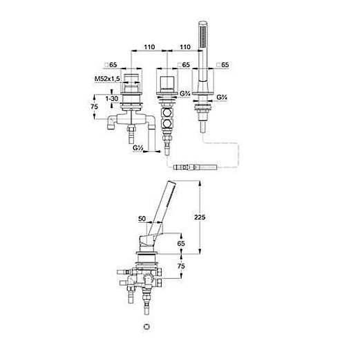 Смеситель для ванны Kludi DECUS 54448N275 оружейная сталь Смеситель для ванны Kludi DECUS 54448N275 оружейная сталь