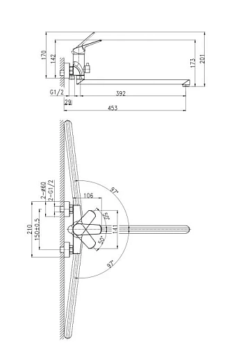 Смеситель для ванны Cersanit FLAVIS (A64093) с длинным изливом однорычажный 64093 Смеситель для ванны Cersanit FLAVIS (A64093) с длинным изливом однорычажный 64093