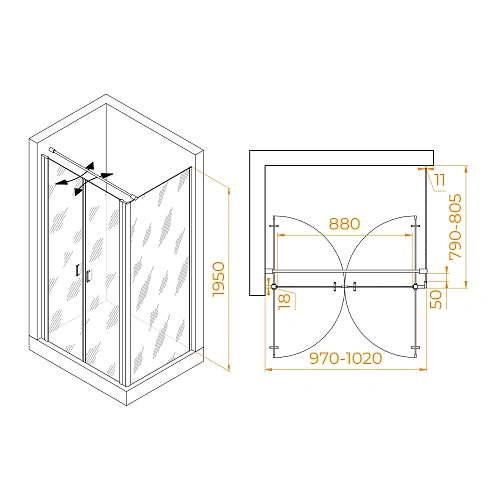 Душевой уголок RGW PA-144 (PA-104+Z-050-2+O-104) 1000x800 мм 060814408-011 хром Easy Clean Душевой уголок RGW PA-144 (PA-104+Z-050-2+O-104) 1000x800 мм 060814408-011 хром Easy Clean