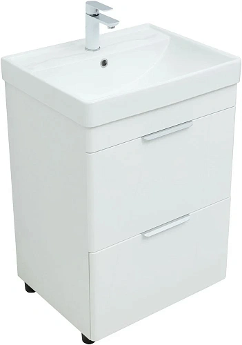 Тумба под раковину Aquanet Ирис new 60 белый глянец (2 ящика) 00310152 Тумба под раковину Aquanet Ирис new 60 белый глянец (2 ящика) 00310152