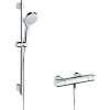 Картинка анонса товара «душевая система hansgrohe croma select s 3jet с термостатом для ванны, штанга 72 см 27833400, белый/»