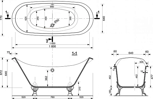 Ванна из искусственного камня Эстет Скарлет 1800х770 ФР-00001245 Ванна из искусственного камня Эстет Скарлет 1800х770 ФР-00001245
