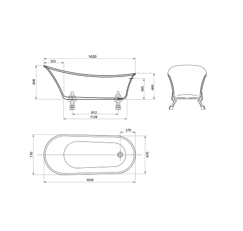 Ванна отдельностоящая GROSSMAN Retro GR-1002M Retro (162x71x77) Ванна отдельностоящая GROSSMAN Retro GR-1002M Retro (162x71x77)
