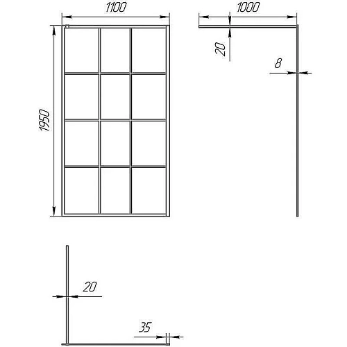 Душевая перегородка Paini PAINI-WalkIN110G 110x195 рисунок решетка Душевая перегородка Paini PAINI-WalkIN110G 110x195 рисунок решетка