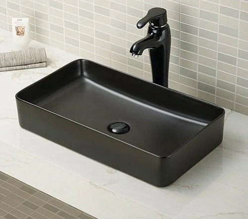 Раковина CeramaLux 9396 MB накладная, черный матовый Раковина CeramaLux 9396 MB накладная, черный матовый