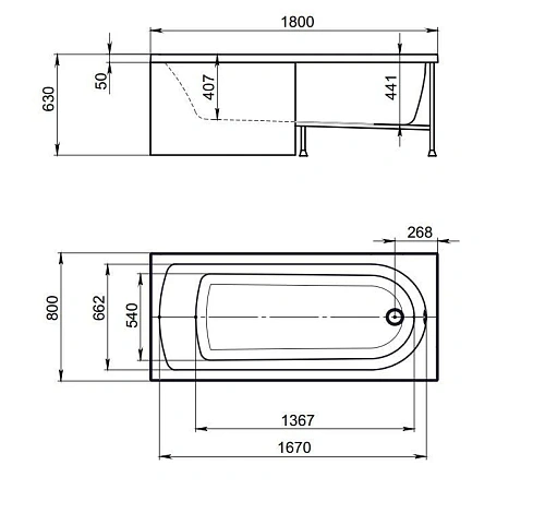 Акриловая ванна Timo MIKA1880 (1800x800x580) Акриловая ванна Timo MIKA1880 (1800x800x580)