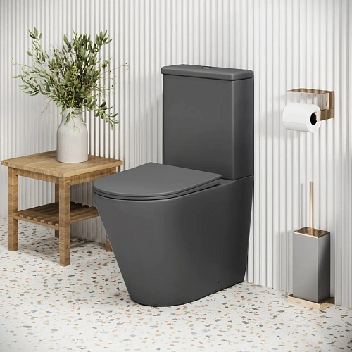 Унитаз напольный GROSSMAN GR-4480GMS Color 620x365x810 серый матовый безободковый с тонкой крышкой Унитаз напольный GROSSMAN GR-4480GMS Color 620x365x810 серый матовый безободковый с тонкой крышкой