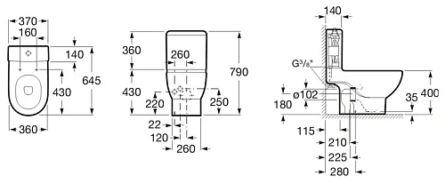 Чаша напольного унитаза Roca Meridian 342247000 Чаша напольного унитаза Roca Meridian 342247000