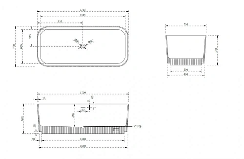 Ванна отдельностоящая ABBER AS9663Violett 170x75 универсальная, фиолетовый искусственный камень Ванна отдельностоящая ABBER AS9663Violett 170x75 универсальная, фиолетовый искусственный камень