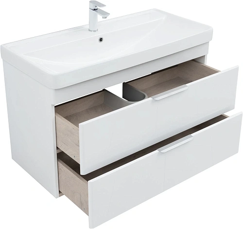 Тумба под раковину Aquanet Ирис New 100 белый глянец 00339280 подвесная Тумба под раковину Aquanet Ирис New 100 белый глянец 00339280 подвесная