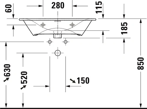 Раковина Duravit XSquare 23447300001 Раковина Duravit XSquare 23447300001