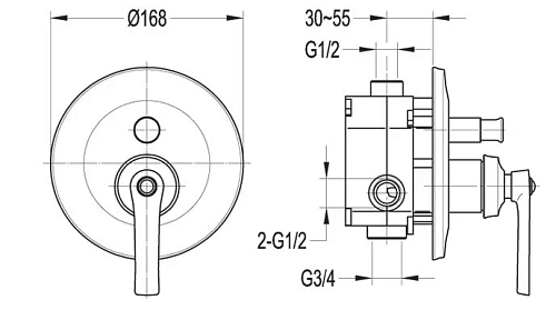 Смеситель для душа CEZARES LIBERTY-F-VDIM-01 встраиваемый с переключателем, хром Смеситель для душа CEZARES LIBERTY-F-VDIM-01 встраиваемый с переключателем, хром