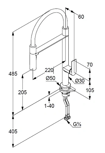 Смеситель для кухни Kludi QORD 568596675 глубокий черный матовый Смеситель для кухни Kludi QORD 568596675 глубокий черный матовый