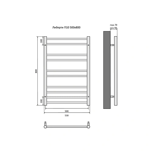 Полотенцесушитель водяной Aquatek Либерти П10 500х800 мм AQ RR1080CH Полотенцесушитель водяной Aquatek Либерти П10 500х800 мм AQ RR1080CH