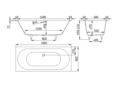 Ванна из искусственного камня Salini ORNELLA AXIS 180 103511MN Ванна из искусственного камня Salini ORNELLA AXIS 180 103511MN
