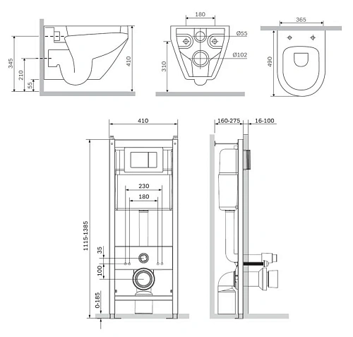 Комплект унитаза AM.PM Spirit IS3701738 с инсталляцией, сиденьем микролифт и клавишей смыва хром Комплект унитаза AM.PM Spirit IS3701738 с инсталляцией, сиденьем микролифт и клавишей смыва хром