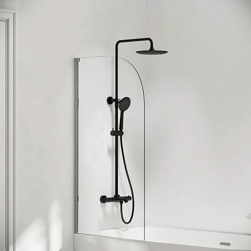 Душевая система Sancos Game SC3001LMB с изливом и термостатом Game, с регулировкой по высоте, черный матовый Душевая система Sancos Game SC3001LMB с изливом и термостатом Game, с регулировкой по высоте, черный матовый