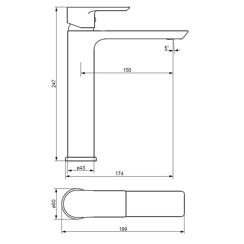 Смеситель для раковины Damixa Apollo 470250000 высокий, хром Смеситель для раковины Damixa Apollo 470250000 высокий, хром